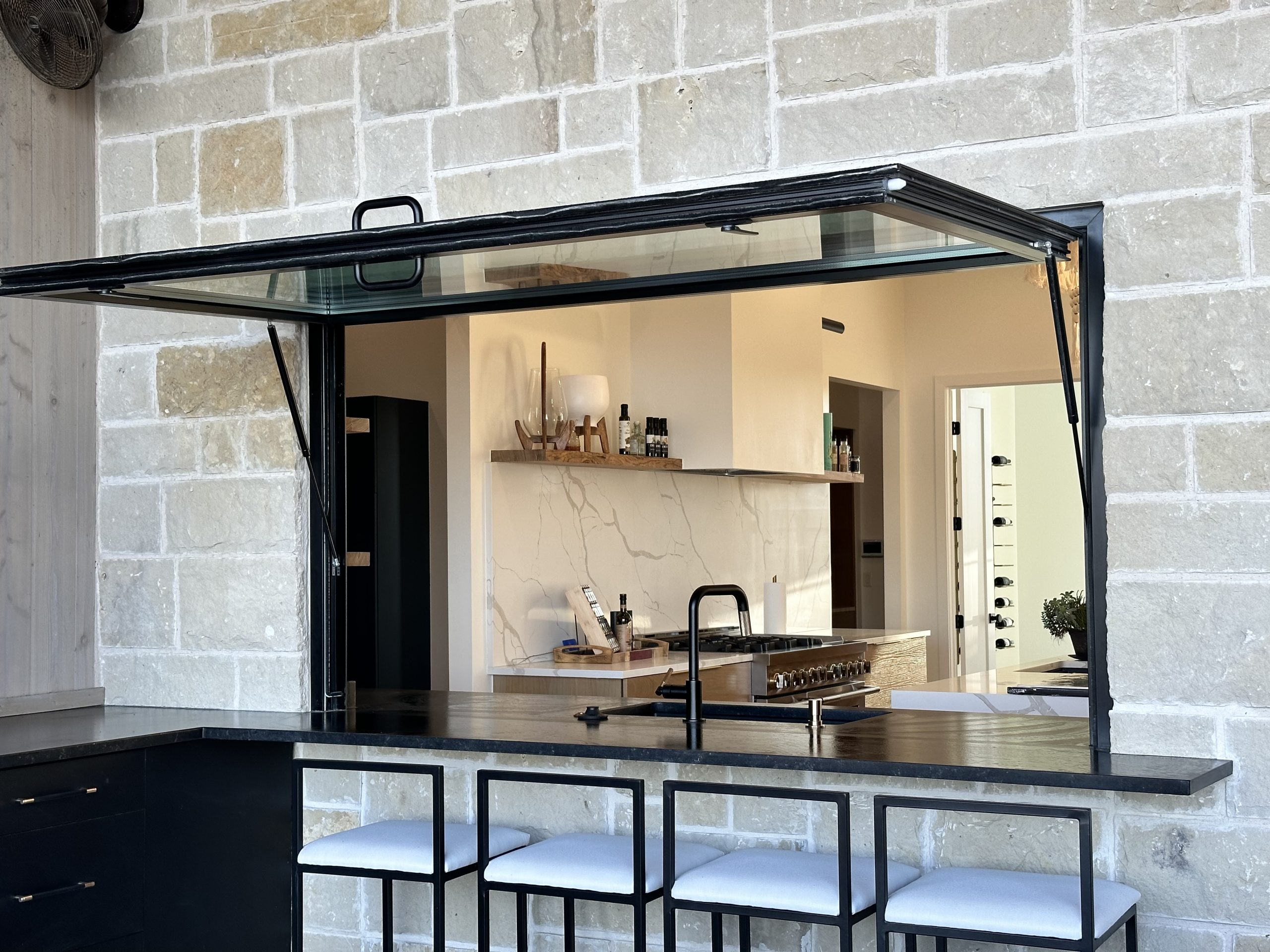 Pass through Kitchen to Patio Window w/ Outside Bar!