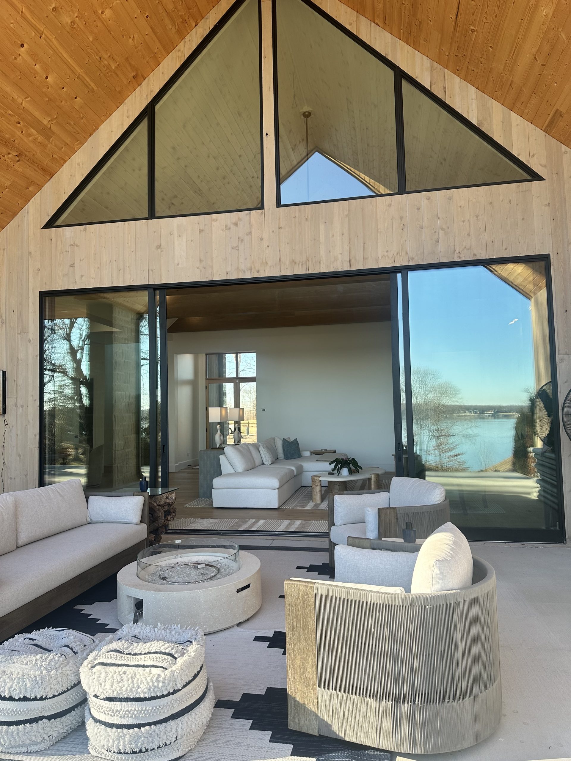 Inside to Outside Living with a expandable Glass Doors, Comfy West Elm Furniture & Gas Firepit!