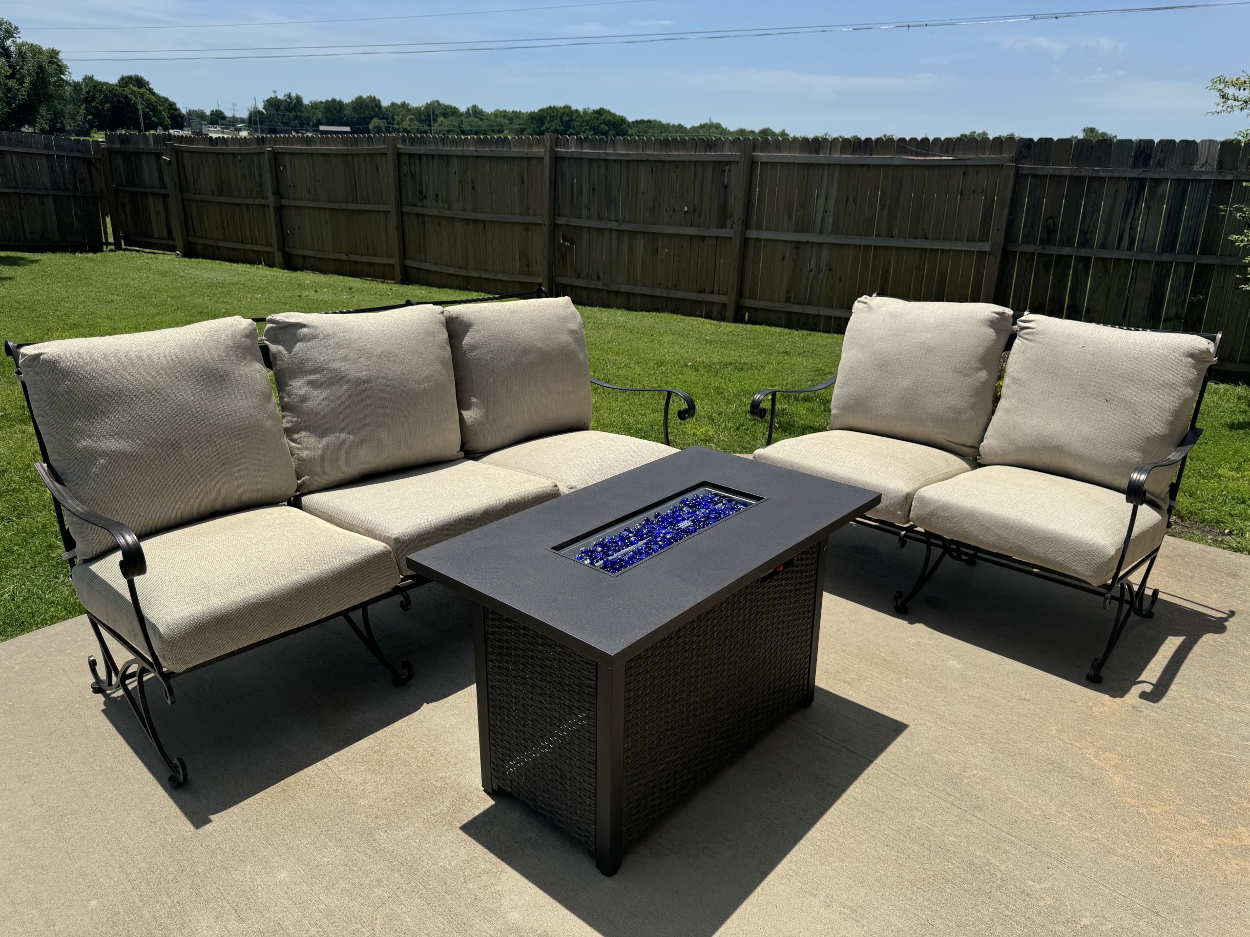 New Patio furniture & firepit.